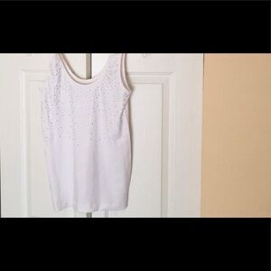 White rhinestone, studded spandex top